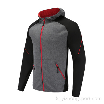 Mens Grey Soccer Wear 지퍼 업 후드